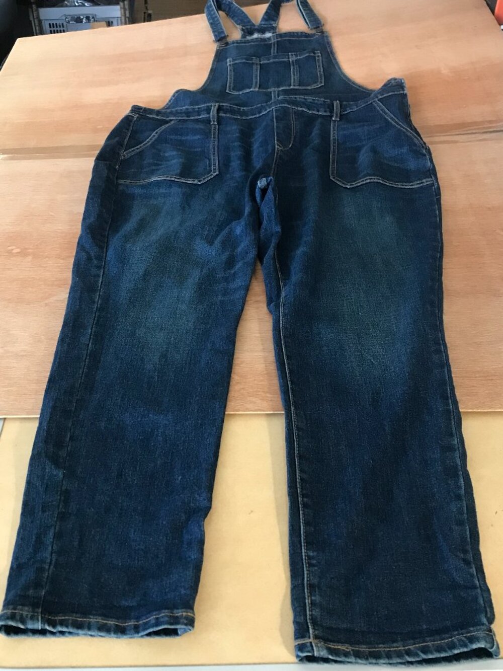 Old Navy Overalls Women 16 Blue Adjustable Should Straps Pocket Dark Wash 19885